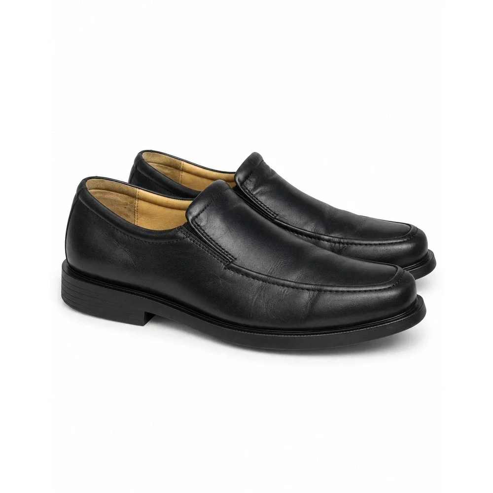 Johnston & Murphy Men's Black Leather Bicycle Toe Slip On Loafers 20-7447 Size 8